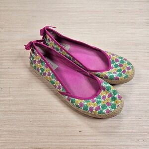 UGG Australia Floral Espadrille Flats Women 8 Pink Green Yellow Canvas Bows READ